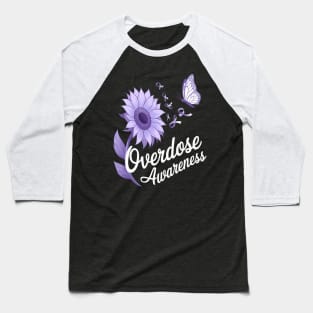 Butterfly Purple Ribbon Baseball T-Shirt